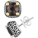 Smoky Quartz Two-Tone Stud Earrings (4 ct) & 14k Gold