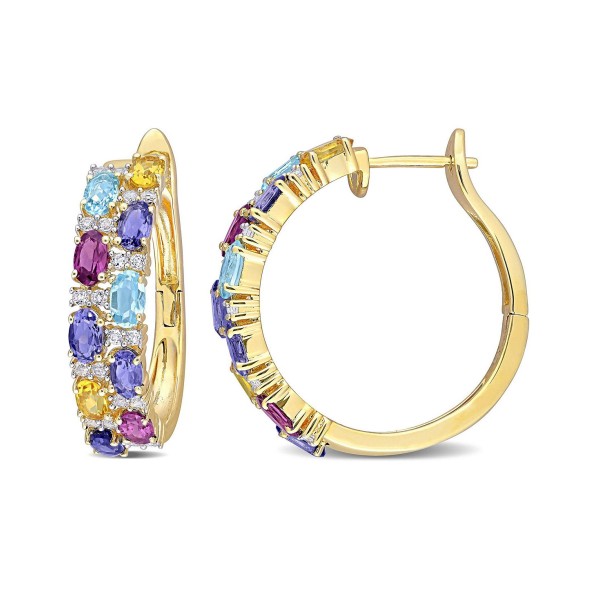 Multi Gemstone Hoop Earrings