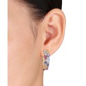 Multi Gemstone Hoop Earrings