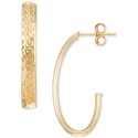 Textured J-Hoop Earrings in 14k Gold