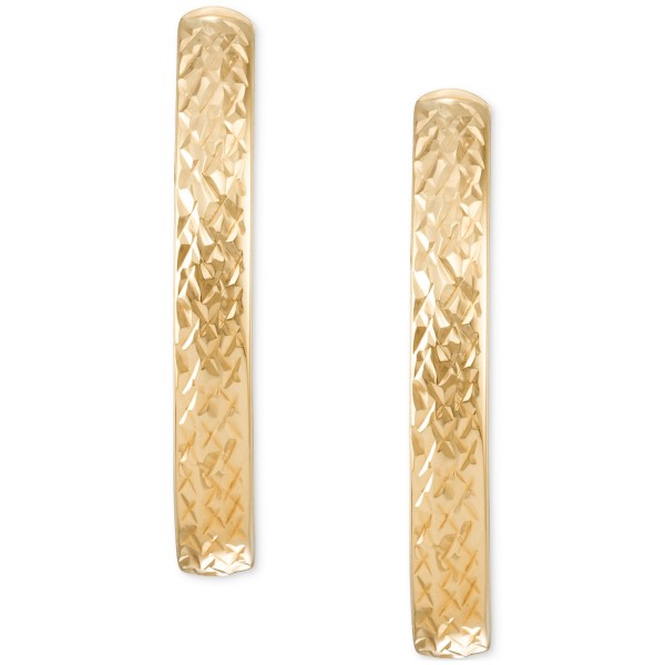 Textured J-Hoop Earrings in 14k Gold