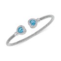 Blue Topaz (1-3/4 ct) & White Topaz (1/3 ct) Heart Cuff Bracelet