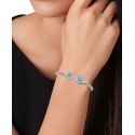 Blue Topaz (1-3/4 ct) & White Topaz (1/3 ct) Heart Cuff Bracelet