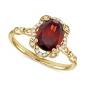 Garnet (2-1/4 ct) & Diamond (1/8 ct) Halo Ring in 14k Gold