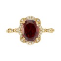 Garnet (2-1/4 ct) & Diamond (1/8 ct) Halo Ring in 14k Gold