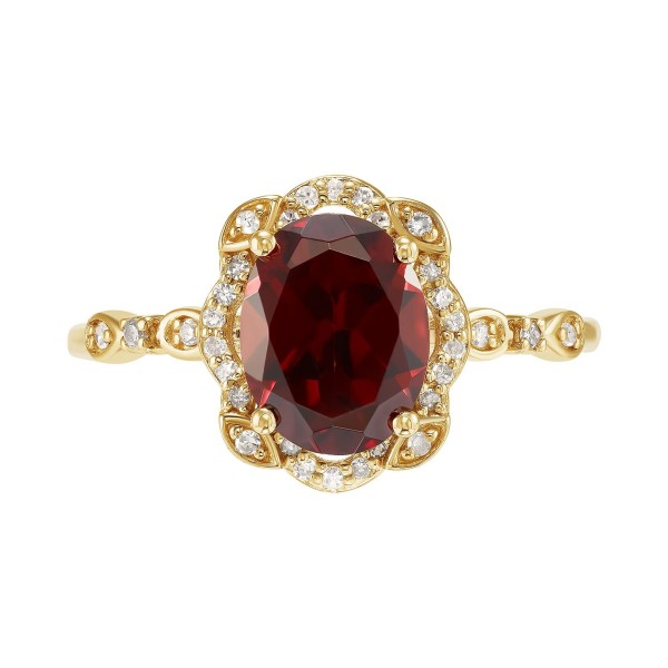 Garnet (2-1/4 ct) & Diamond (1/8 ct) Halo Ring in 14k Gold