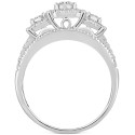 Diamond Three Stone Halo Multirow Ring (1 ct) in 10k White Gold