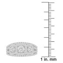 Diamond Three Stone Halo Multirow Ring (1 ct) in 10k White Gold