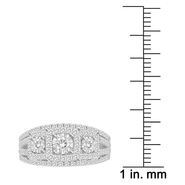 Diamond Three Stone Halo Multirow Ring (1 ct) in 10k White Gold