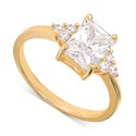 Cubic Zirconia Statement Ring in Gold-Plated Sterling Silver