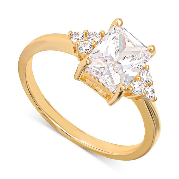 Cubic Zirconia Statement Ring in Gold-Plated Sterling Silver