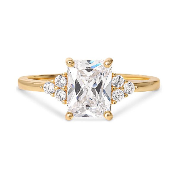 Cubic Zirconia Statement Ring in Gold-Plated Sterling Silver