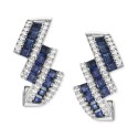 Sapphire (5/8 ct) & White Sapphire (1/2 ct) Swirl Stud Earrings