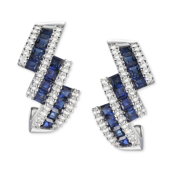 Sapphire (5/8 ct) & White Sapphire (1/2 ct) Swirl Stud Earrings