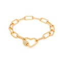 Cubic Zirconia Link Heart Bracelet in Yellow Gold or Rose Gold Plate