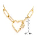 Cubic Zirconia Link Heart Bracelet in Yellow Gold or Rose Gold Plate