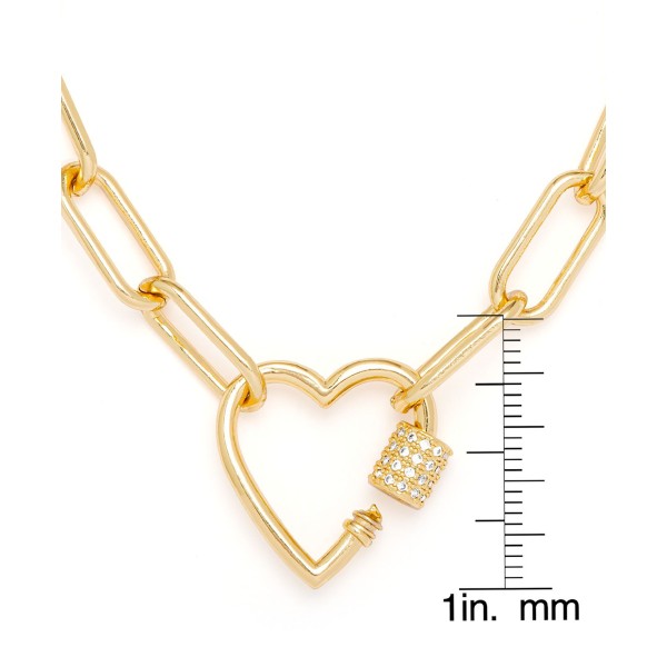 Cubic Zirconia Link Heart Bracelet in Yellow Gold or Rose Gold Plate