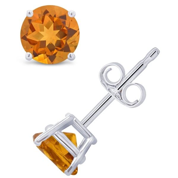 Citrine (9/10 ct) Stud Earrings in 14K White or Yellow Gold