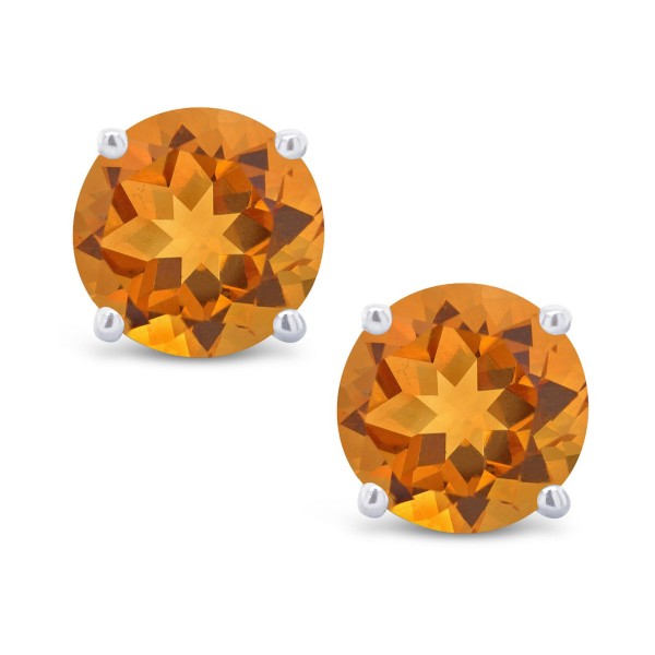 Citrine (9/10 ct) Stud Earrings in 14K White or Yellow Gold