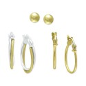 3-Pc. Set Small Hoop and Ball Stud Earrings & 18k Gold-Plate