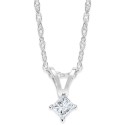 10k White Gold Necklace, Princess-Cut Diamond Accent Pendant