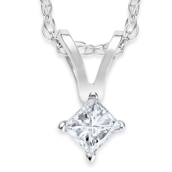 10k White Gold Necklace, Princess-Cut Diamond Accent Pendant