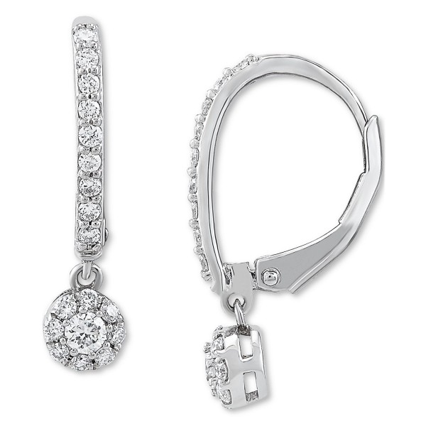 Diamond Cluster Dangle Hoop Earrings (1/2 ct)