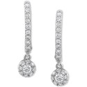 Diamond Cluster Dangle Hoop Earrings (1/2 ct)