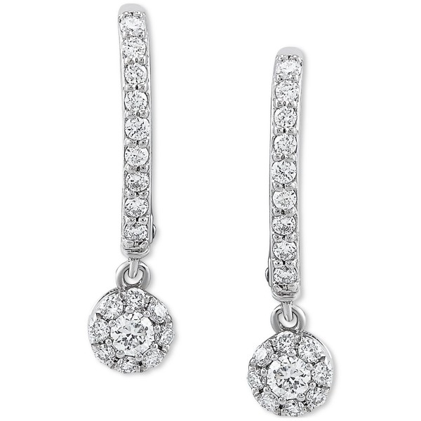 Diamond Cluster Dangle Hoop Earrings (1/2 ct)