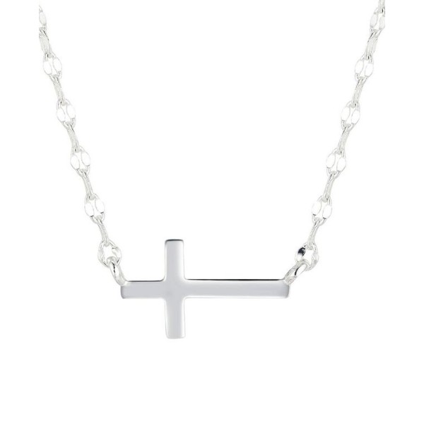 Silver Plated Cross Pendant Necklace, 16+2