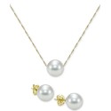 2-Pc. Set (7mm) Pendant Necklace & Stud Earrings in 14k Gold