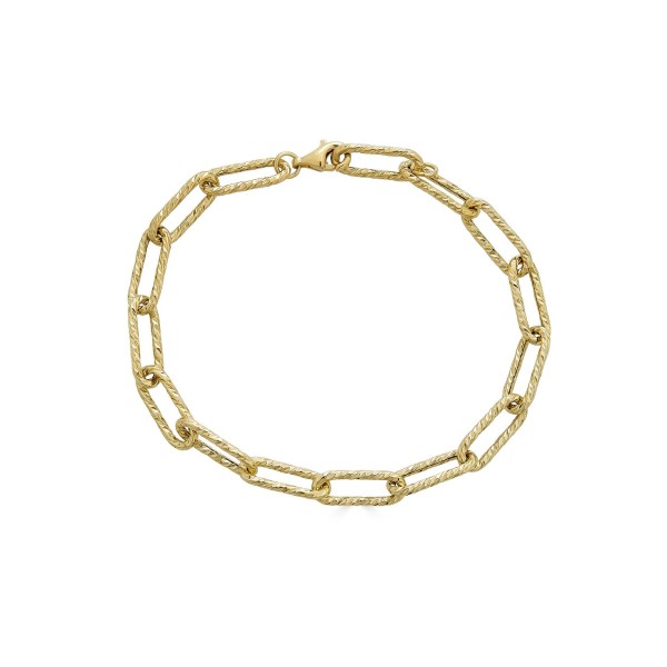 Textured Paperclip Link Chain Bracelet in 10k Gold