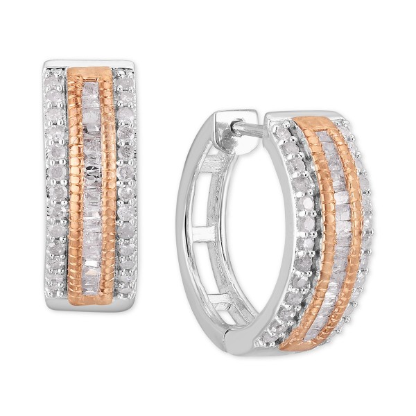 Diamond Hoop Earrings (1/2 ct) & 14k Rose Gold-Plate