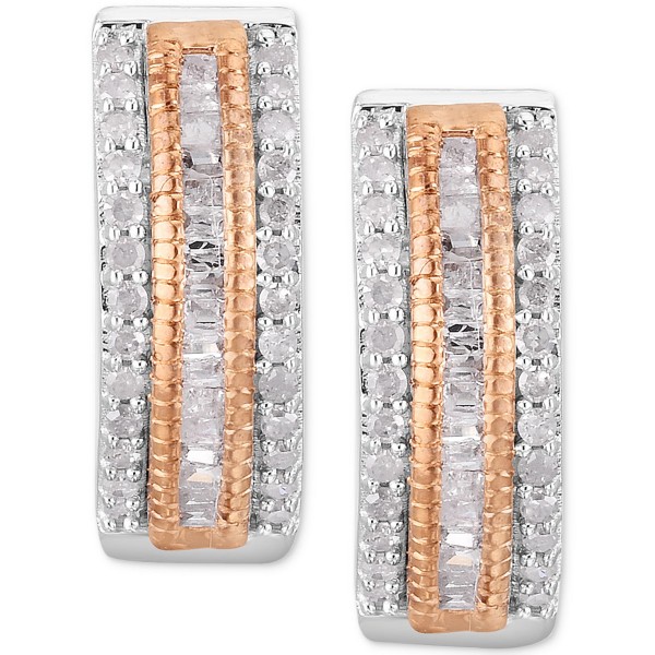 Diamond Hoop Earrings (1/2 ct) & 14k Rose Gold-Plate