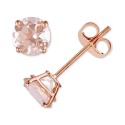 Morganite Solitaire Stud Earrings (1 ct) in 14k Rose Gold