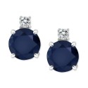 Sapphire (1-1/3 ct) & Diamond Accent Stud Earrings in 14k White Gold