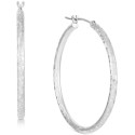 Textured Medium Hoop Earrings in 10k White Gold, 30mm