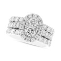 Diamond Oval Cluster 3-Pc Bridal Set (3 ct) in 14k White Gold