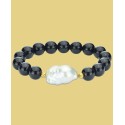 Onyx & Cultured Freshwater Baroque Pearl (14-15mm) Bracelet in 14k Gold