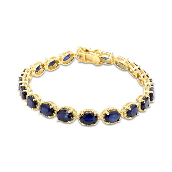 Sapphire Oval Link Bracelet (20 ct) in 14k Gold-Plated