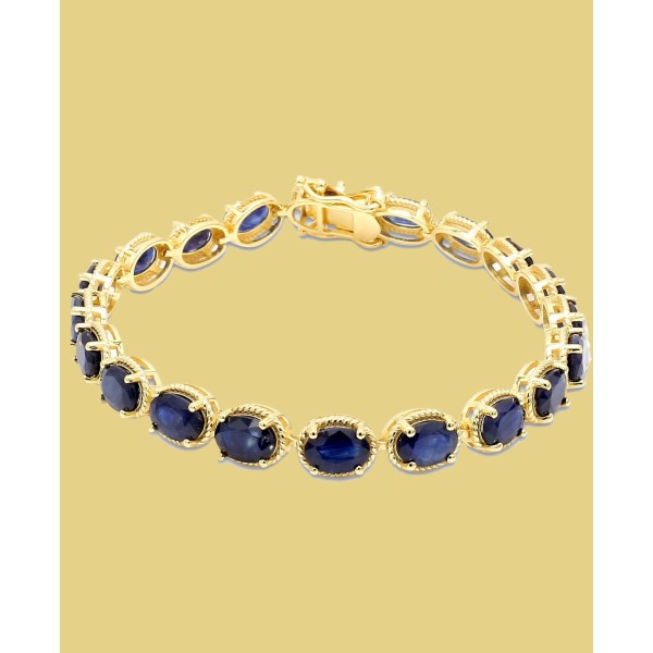 Sapphire Oval Link Bracelet (20 ct) in 14k Gold-Plated