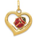 Ladybug Heart Charm Pendant in 14k Gold