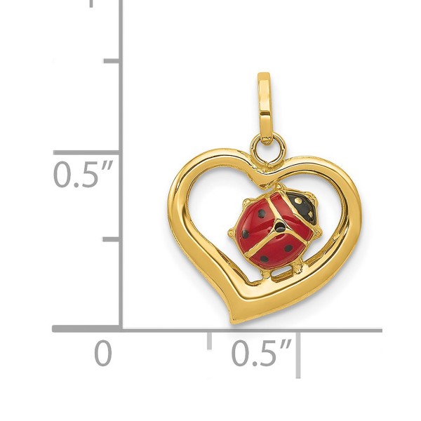 Ladybug Heart Charm Pendant in 14k Gold