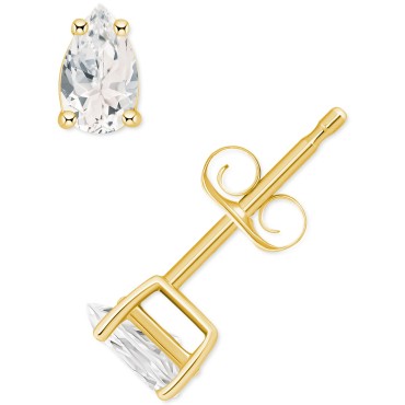 White Topaz Pear Stu...