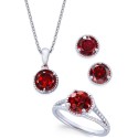 Rhodolite Garnet Rope-Style Pendant Necklace, Stud Earrings and Ring Set (5 ct)