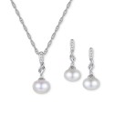 2-Pc. Set White Topaz (1/20 ct) Pendant Necklace & Matching Drop Earrings