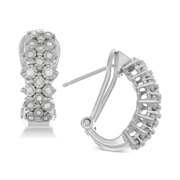 Diamond Cluster Hoop Earrings (1/2 ct)