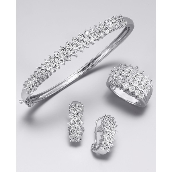 Diamond Cluster Hoop Earrings (1/2 ct)