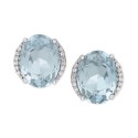 Aquamarine (3 ct) and Diamond Accent Stud Earrings