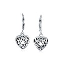 Filigree Multi Heart Shape Puff Hearts Drop Dangle Earrings